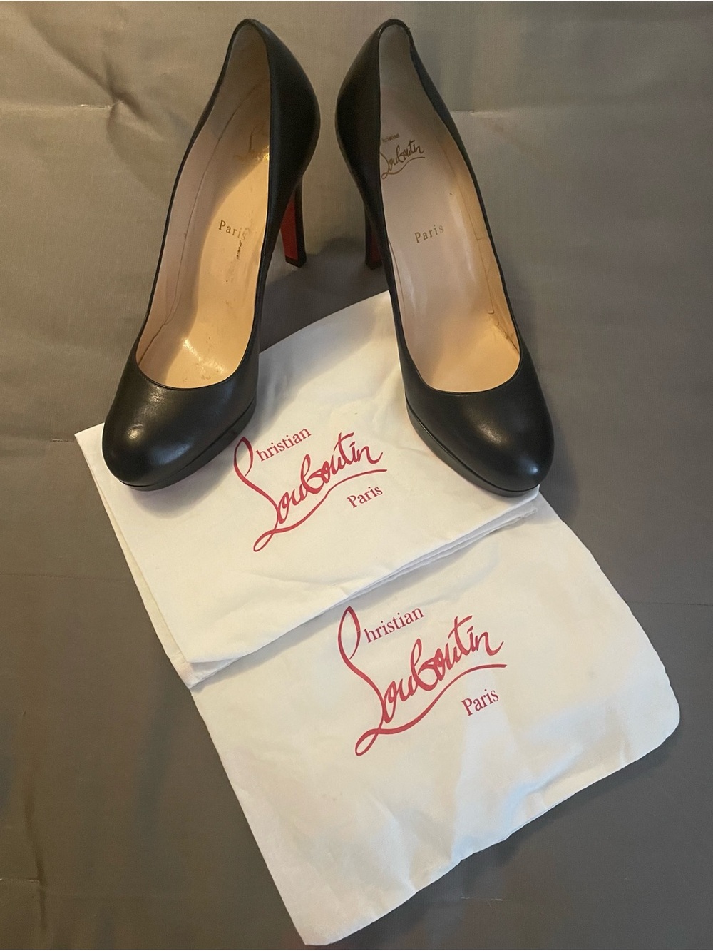 Christian Louboutin Black Leather Bruges Heels